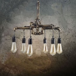 6 Luz Retro Industrial Vintage Water Pipe Pendant Light Chandelier Country Estilo Rústico