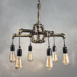 6 Luz Retro Industrial Vintage Water Pipe Pendant Light Chandelier Country Estilo Rústico