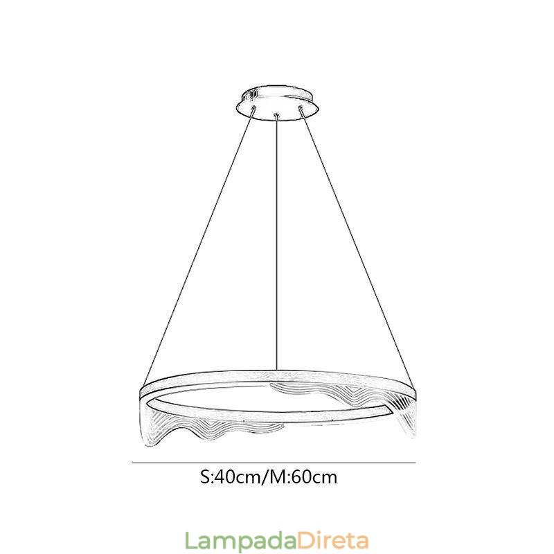 Luminária pendente nórdica de alumínio, luz suspensa com ondas douradas e ondulações