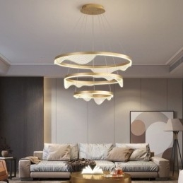 Luminária pendente Golden Wave Ripple Luz suspensa 3 luzes