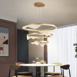 Luminária pendente Golden Wave Ripple Luz suspensa 3 luzes