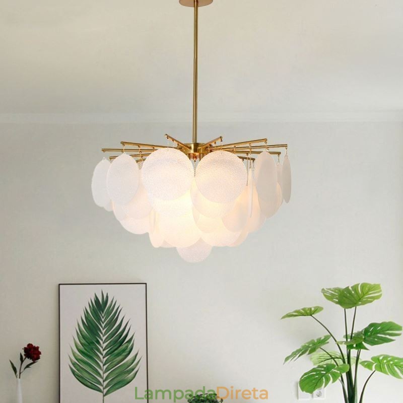 Luminária pendente moderna com 6 luzes e formato de vidro