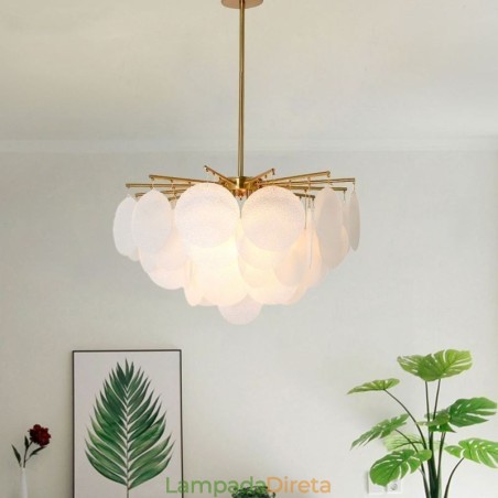 Luminária pendente moderna com 6 luzes e formato de vidro Luminária pendente moderna com 6 luzes e formato de vidro
