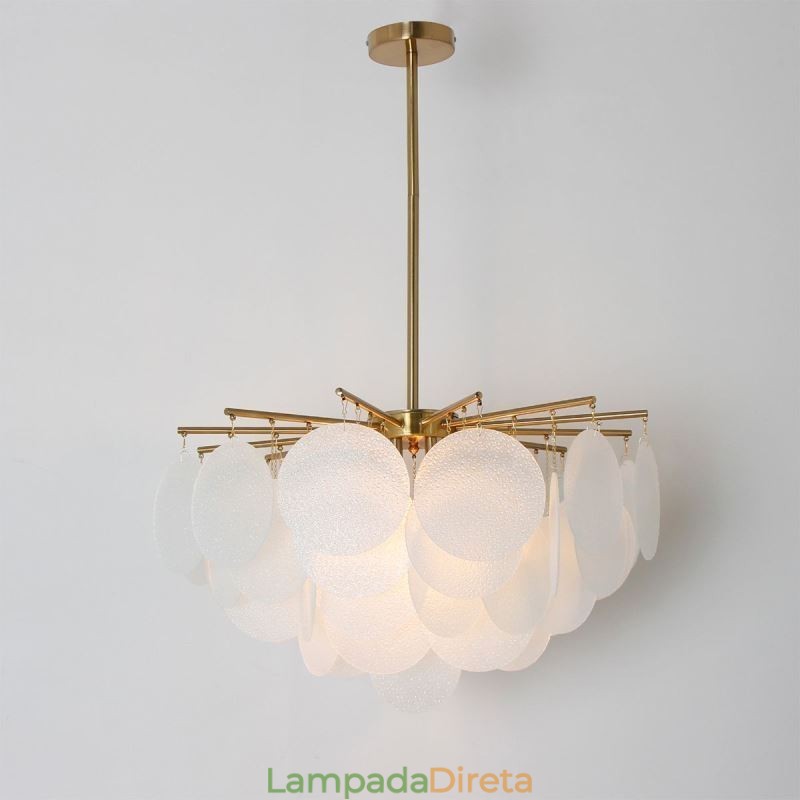 Luminária pendente moderna com 6 luzes e formato de vidro