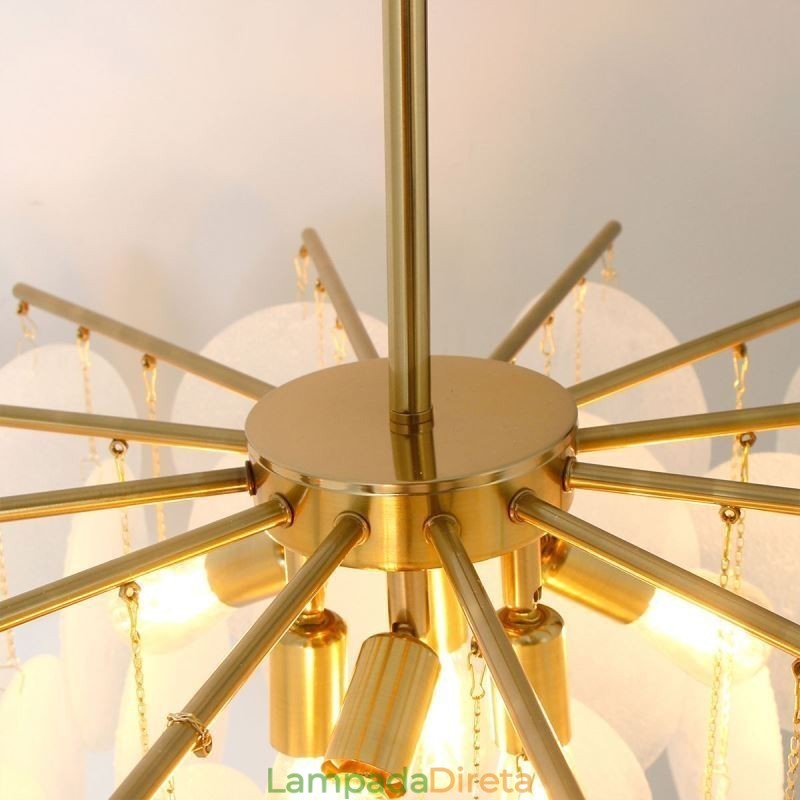 Luminária pendente moderna com 6 luzes e formato de vidro