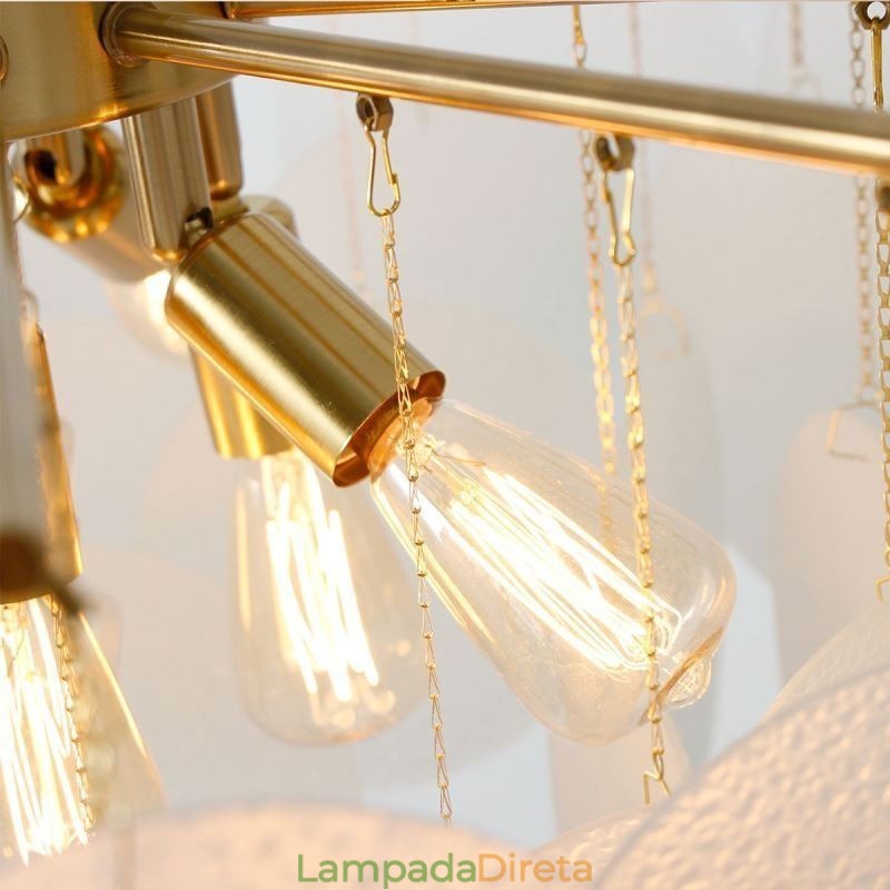 Luminária pendente moderna com 6 luzes e formato de vidro