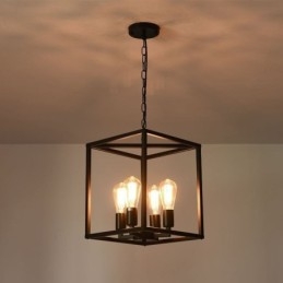 Luminária pendente moderna e simples com gaiola de ferro