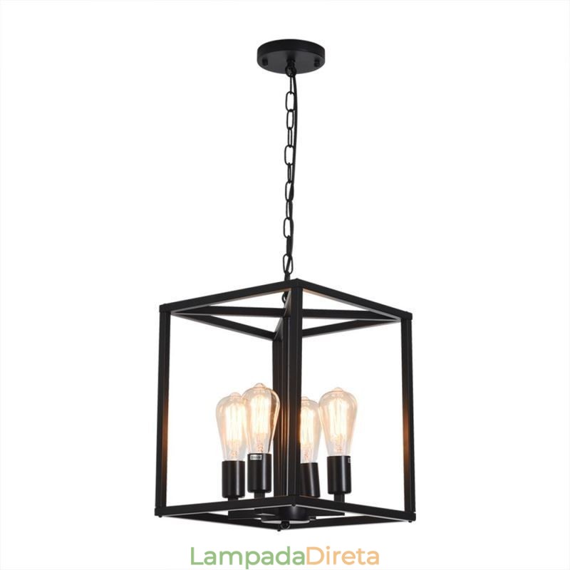 Luminária pendente moderna e simples com gaiola de ferro