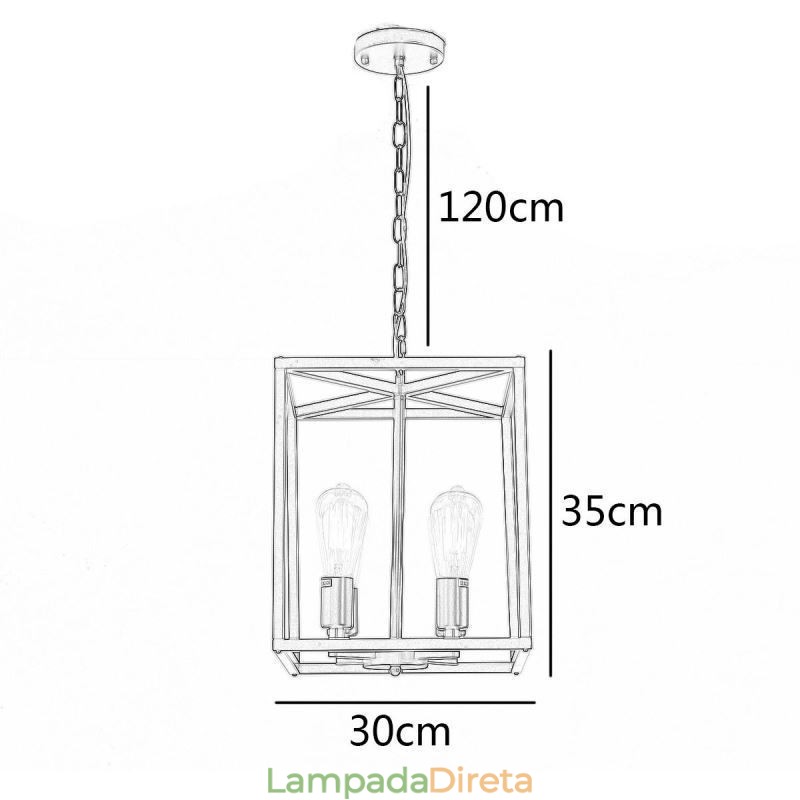 Luminária pendente moderna e simples com gaiola de ferro
