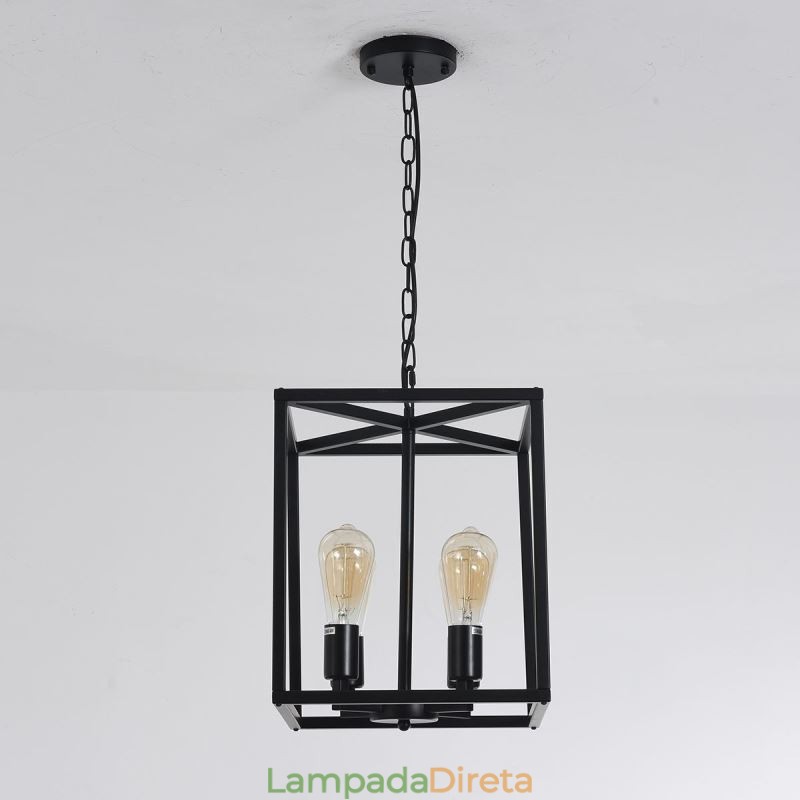 Luminária pendente moderna e simples com gaiola de ferro