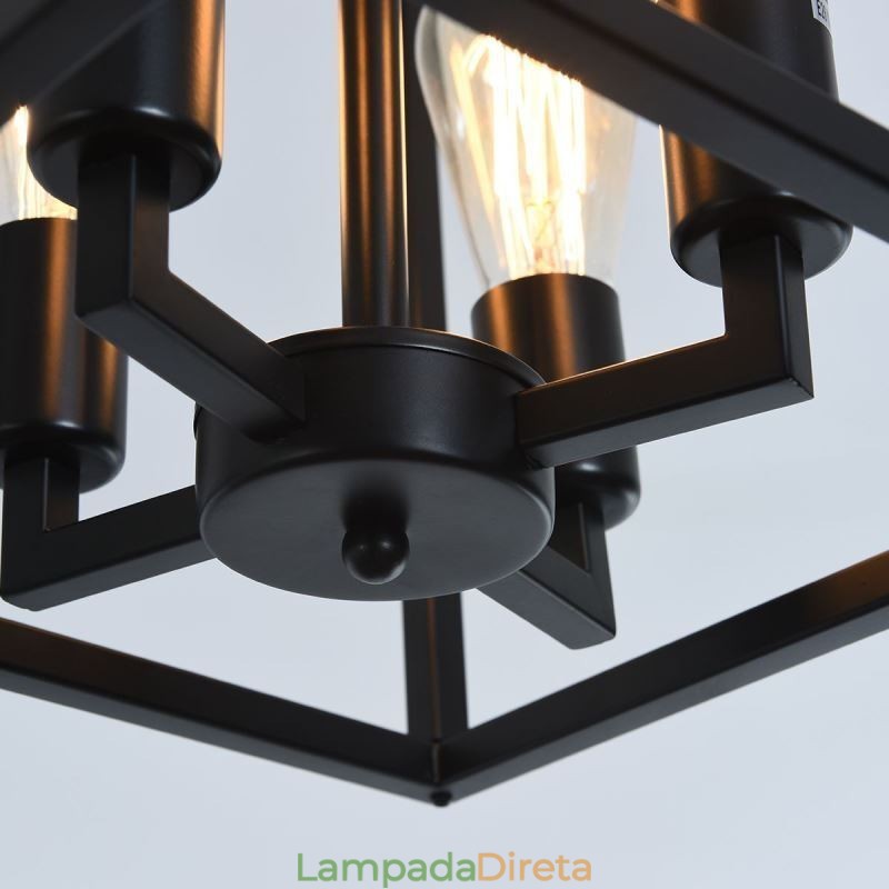 Luminária pendente moderna e simples com gaiola de ferro