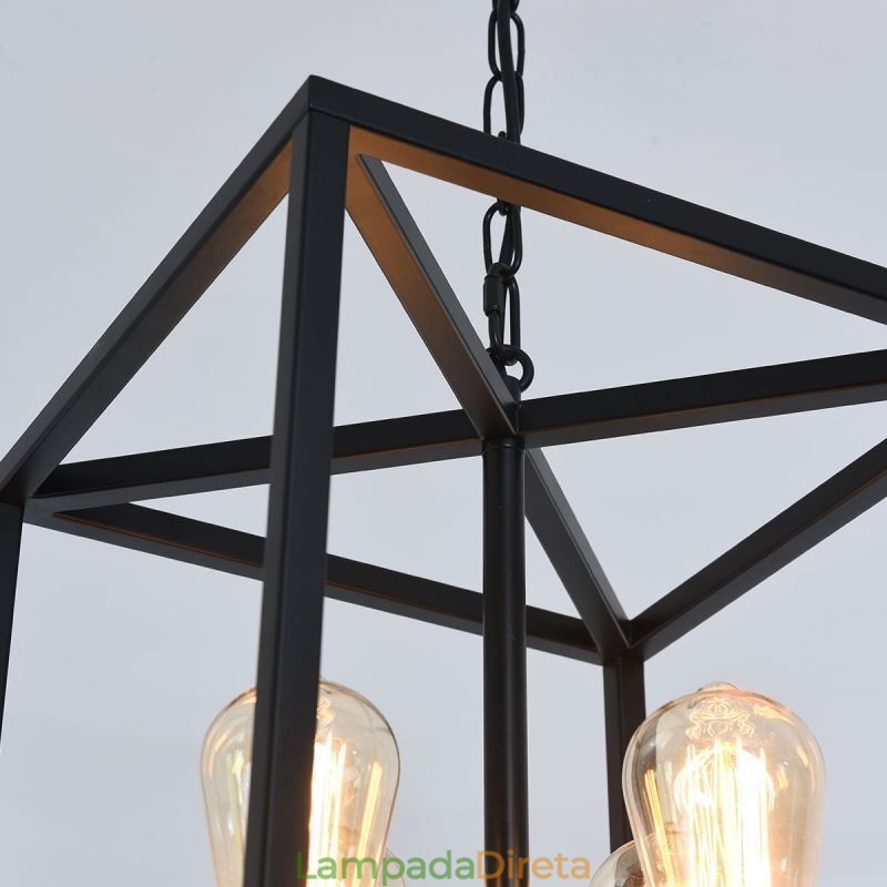 Luminária pendente moderna e simples com gaiola de ferro