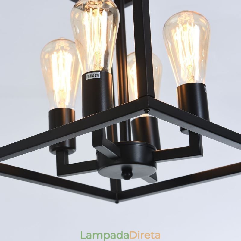 Luminária pendente moderna e simples com gaiola de ferro