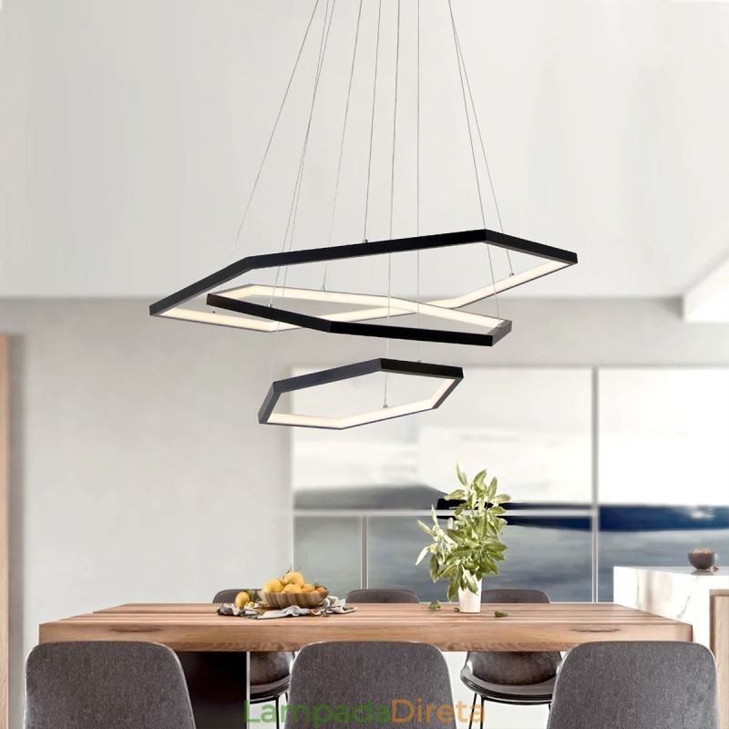 Luminária pendente hexagonal moderna