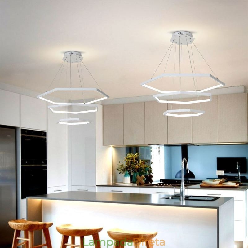 Luminária pendente hexagonal moderna