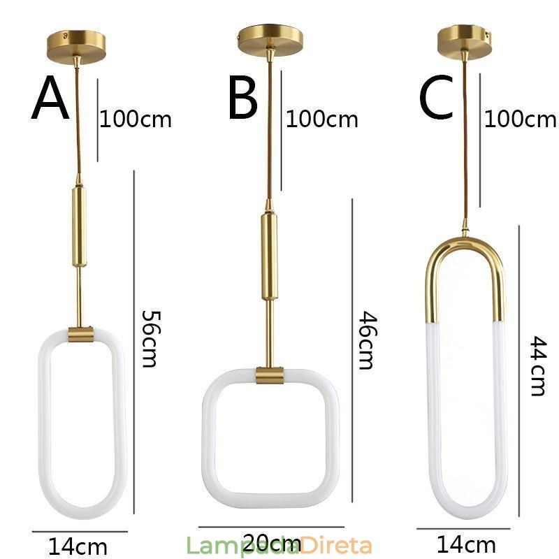 Luminária pendente simples e moderna de latão