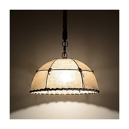 Luminárias pendentes de 1 luz em formato meio redondo, estilo vintage, estilo industrial, tecido amarelo e metais, luz suspensa Luminárias pendentes de 1 luz em formato meio redondo, estilo vintage, estilo industrial, tecido amarelo e metais, luz suspensa