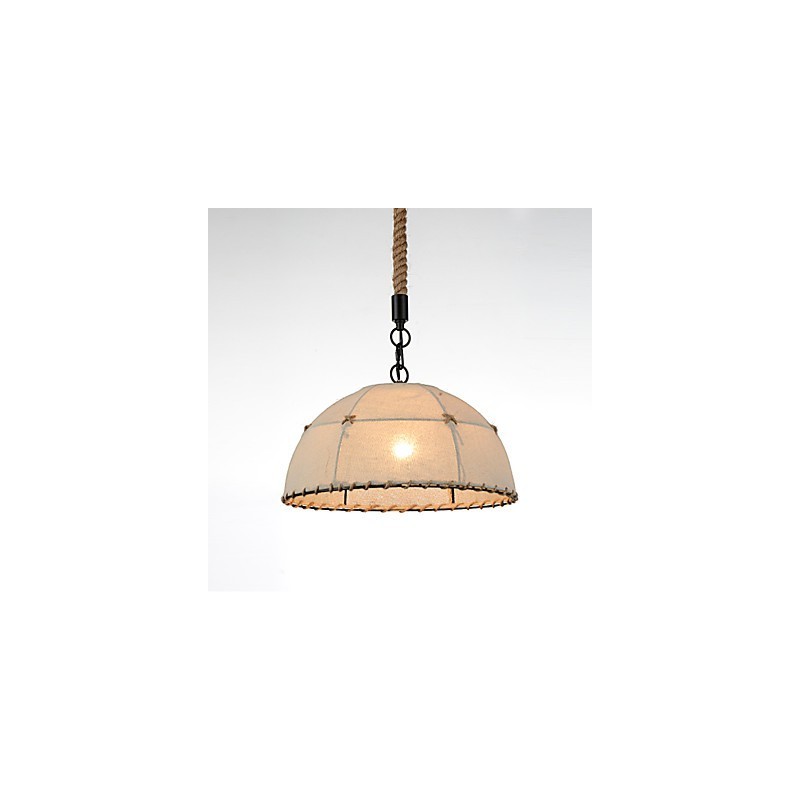 Luminárias pendentes de 1 luz em formato meio redondo, estilo vintage, estilo industrial, tecido amarelo e metais, luz suspensa