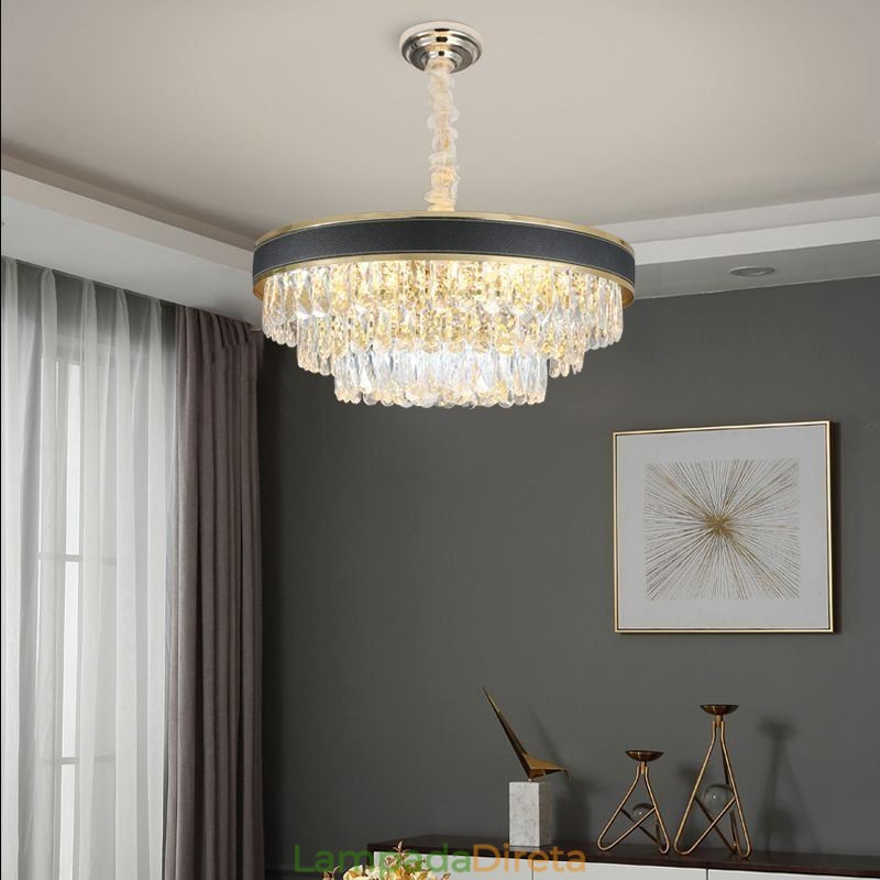 Luminária pendente moderna de cristal, luminária de teto com 9, 12 e 16 luzes