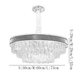 Luminária pendente moderna de cristal, luminária de teto com 9, 12 e 16 luzes