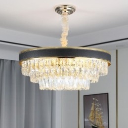 Luminária pendente moderna de cristal, luminária de teto com 9, 12 e 16 luzes