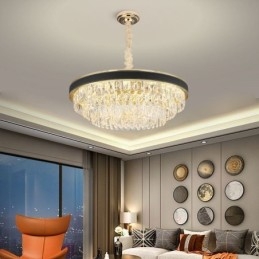 Luminária pendente moderna de cristal, luminária de teto com 9, 12 e 16 luzes