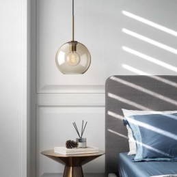 Luminária pendente de vidro minimalista cor conhaque luminária decorativa de vidro