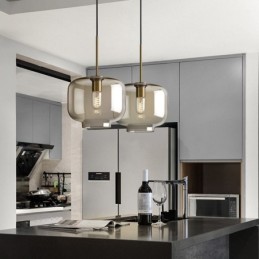 Luminária pendente de vidro minimalista cor conhaque luminária decorativa de vidro