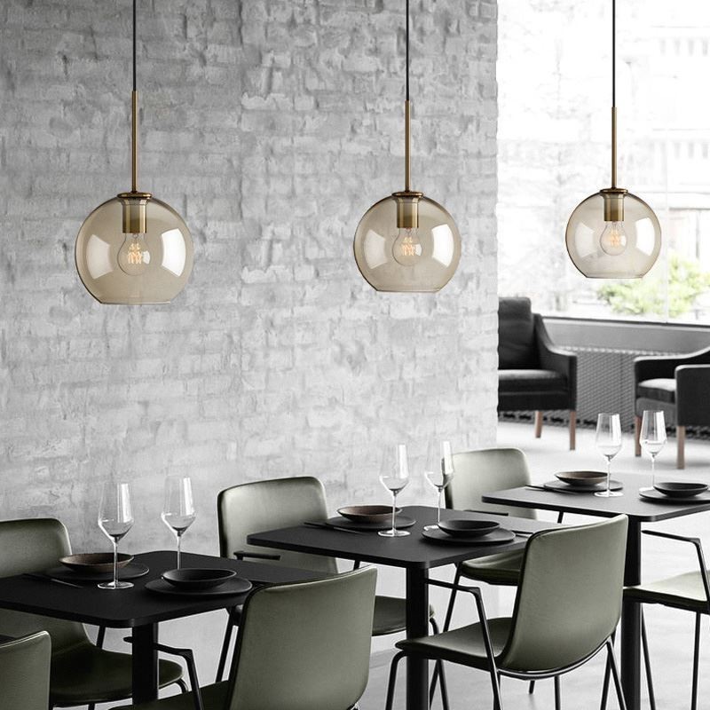 Luminária pendente de vidro minimalista cor conhaque luminária decorativa de vidro