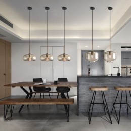 Luminária pendente de vidro minimalista cor conhaque luminária decorativa de vidro