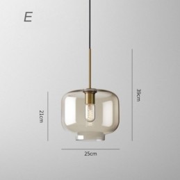 Luminária pendente de vidro minimalista cor conhaque luminária decorativa de vidro