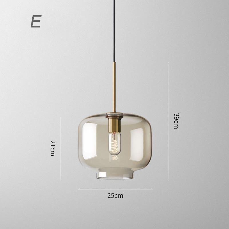 Luminária pendente de vidro minimalista cor conhaque luminária decorativa de vidro
