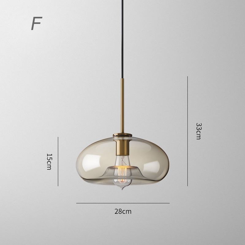 Luminária pendente de vidro minimalista cor conhaque luminária decorativa de vidro