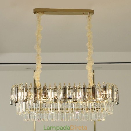 Luminária pendente retangular de cristal para teto Luminária pendente retangular de cristal para teto