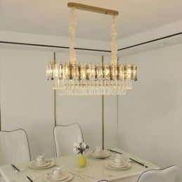 Luminária pendente retangular de cristal para teto