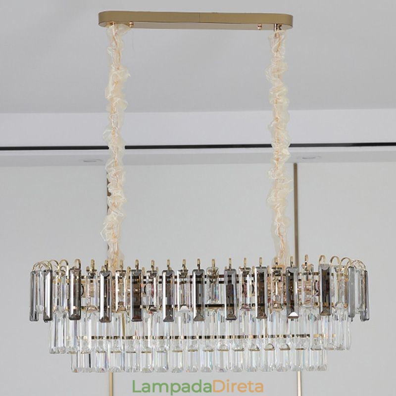Luminária pendente retangular de cristal para teto