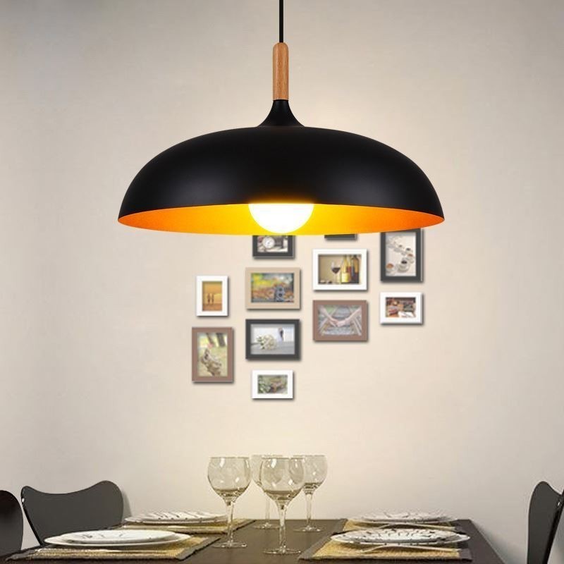 Luminária pendente moderna minimalista decorativa preta e branca