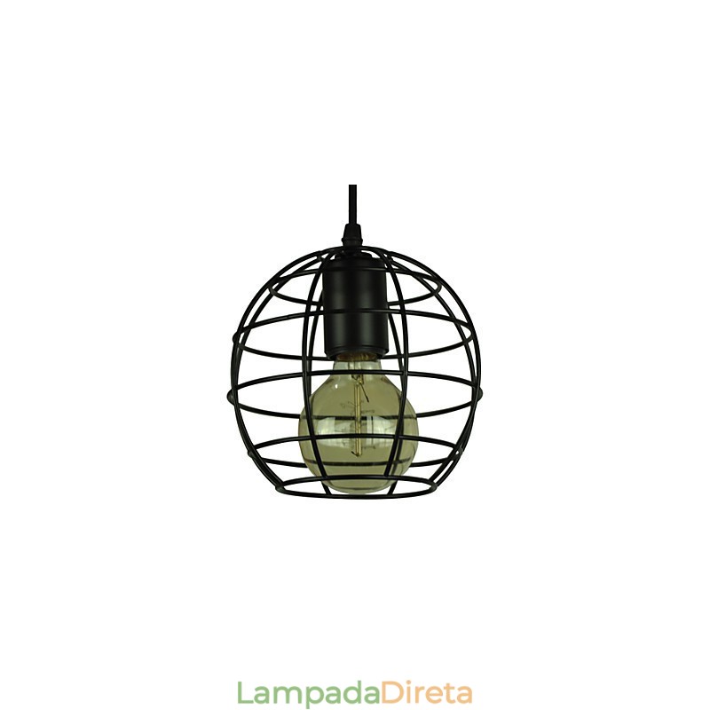 Lustre vintage estilo europeu em formato de globo para luz pendente preta