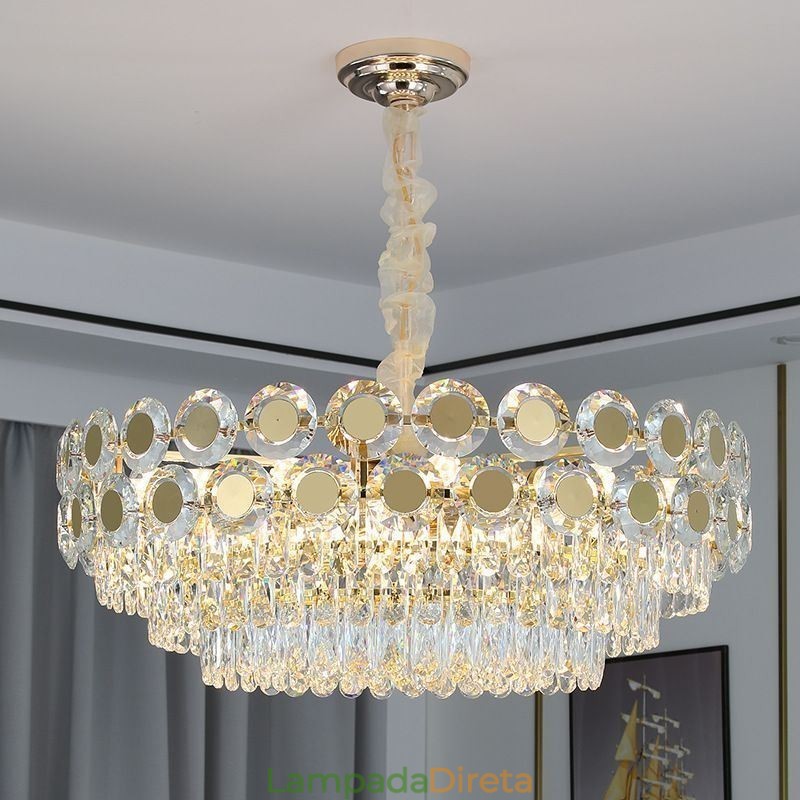 Luminária de teto pendente de cristal moderna