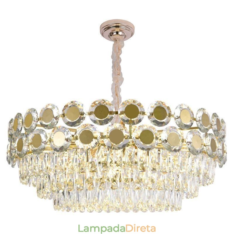 Luminária de teto pendente de cristal moderna