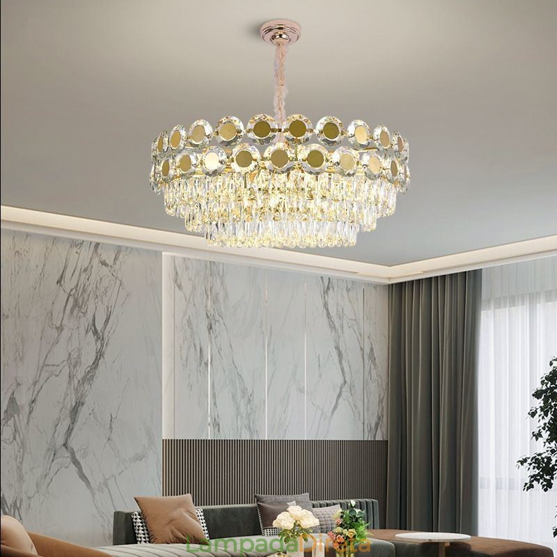 Luminária de teto pendente de cristal moderna