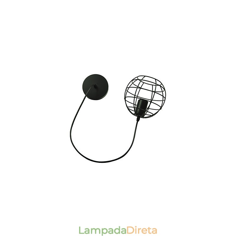 Lustre vintage estilo europeu em formato de globo para luz pendente preta