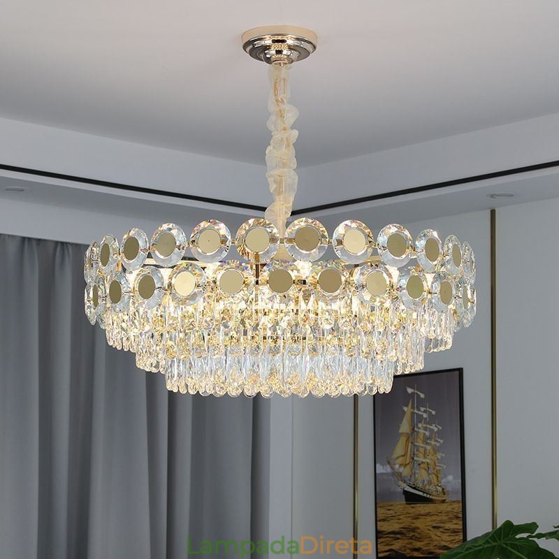 Luminária de teto pendente de cristal moderna