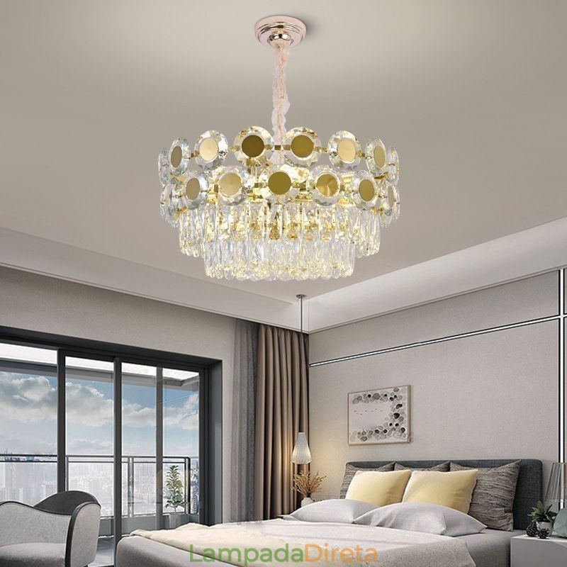 Luminária de teto pendente de cristal moderna