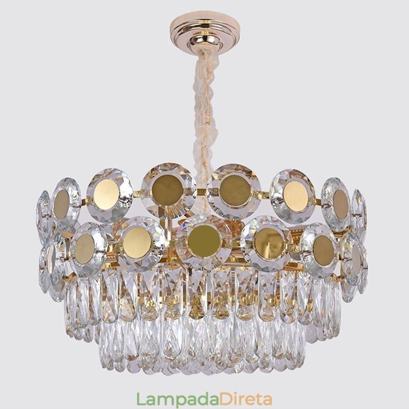 Luminária de teto pendente de cristal moderna