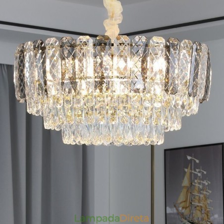 Luminária pendente europeia de cristal redonda para teto Luminária pendente europeia de cristal redonda para teto