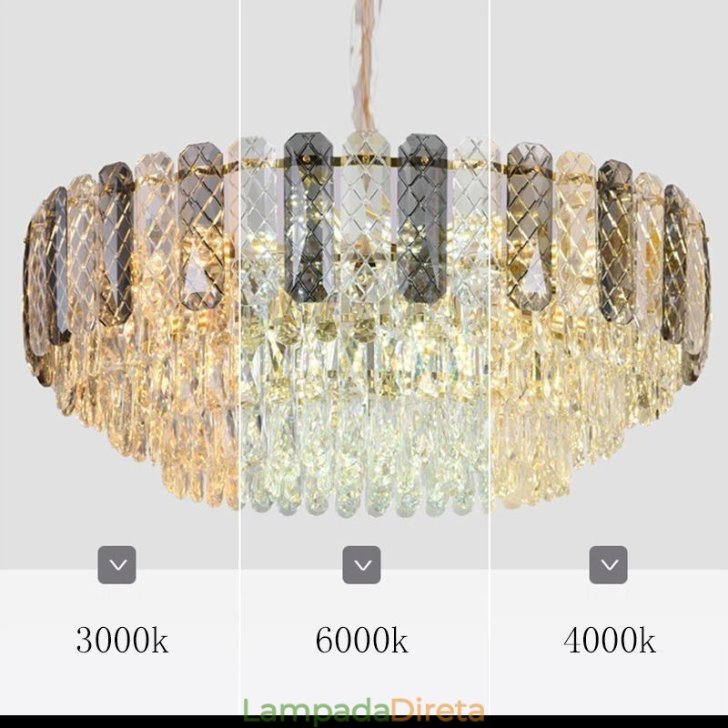 Luminária pendente europeia de cristal redonda para teto