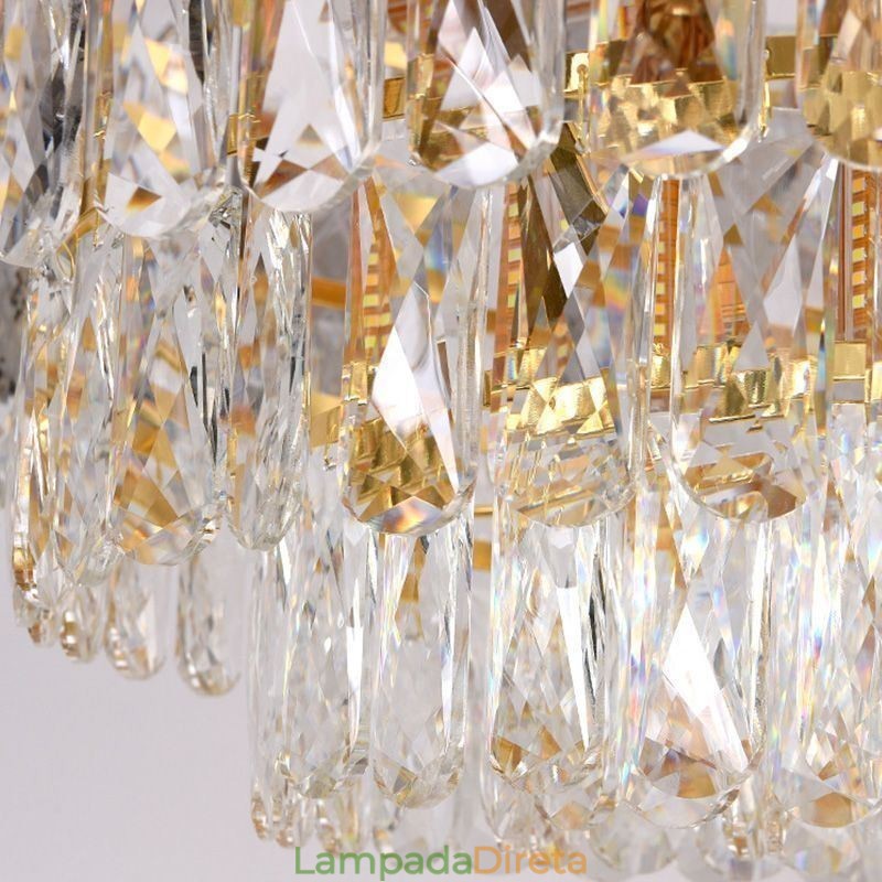 Luminária pendente europeia de cristal redonda para teto