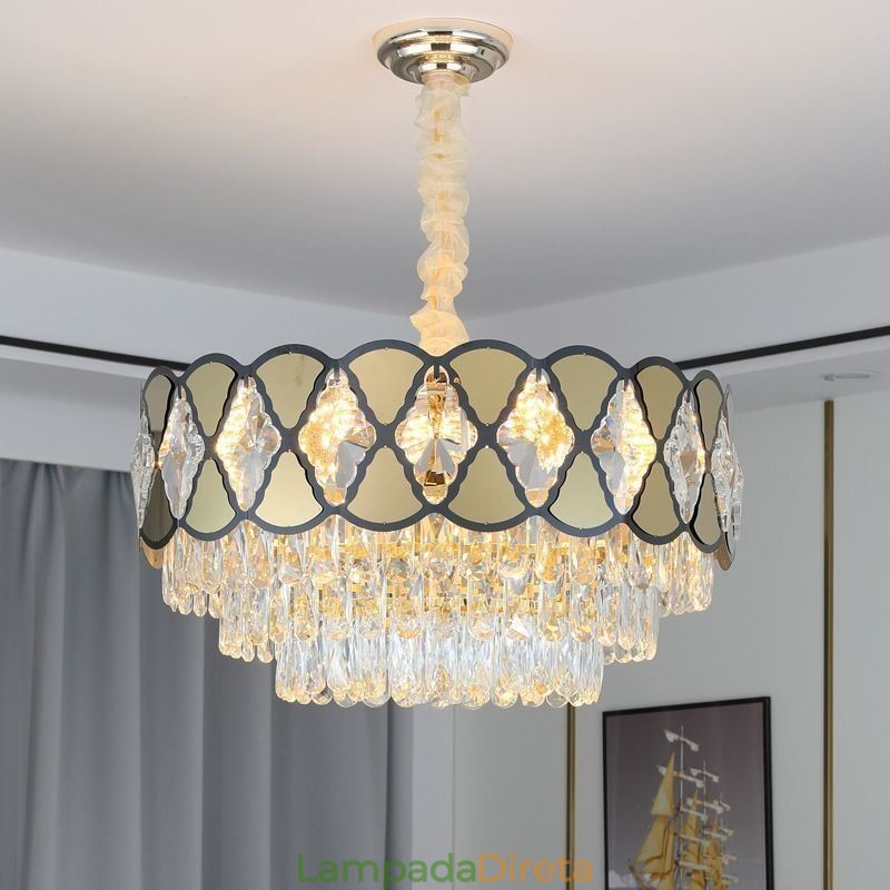 Luminária pendente de cristal moderna com luminárias de teto rendadas