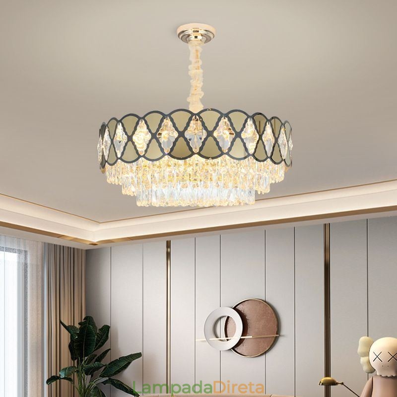 Luminária pendente de cristal moderna com luminárias de teto rendadas